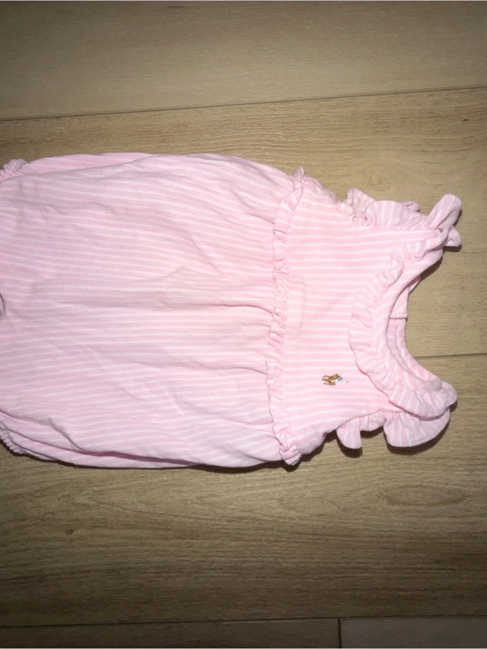 Ralph Lauren Light Pink Striped Baby Bubble Romper